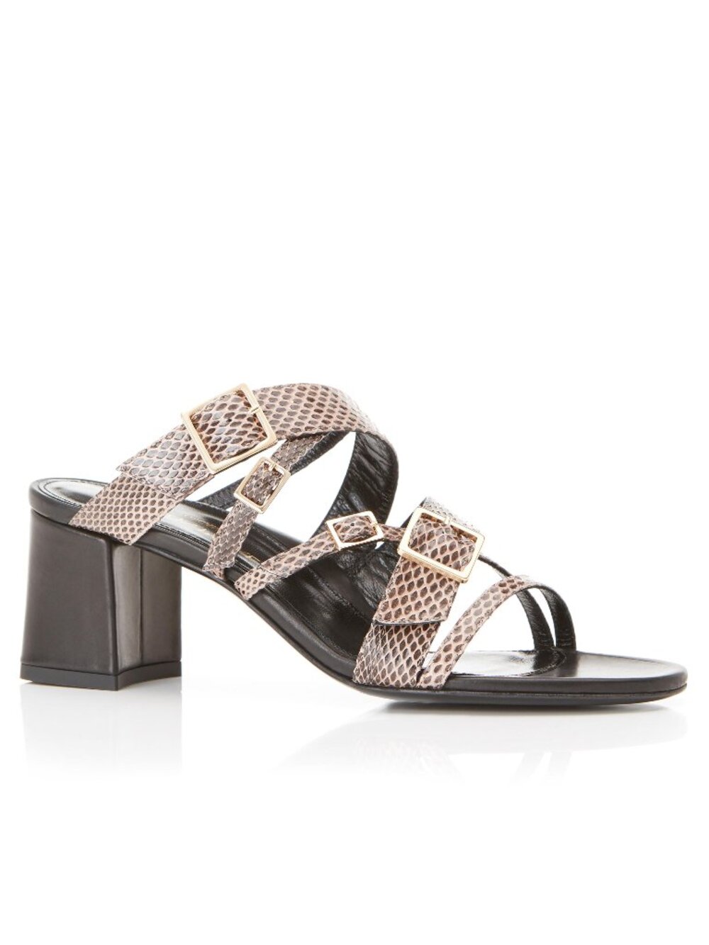 MARION PARKE Becca Natural Snakeskin Block Heel Sandal